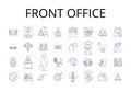 Front office line icons collection. Backstage area, Customer service, Reception desk, Administrative support, Executive