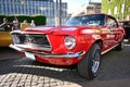 Front of an old american retro car mustang