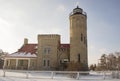 Old Mackinac Point Lighthouse exterior , Mackinac City, Michigan Royalty Free Stock Photo