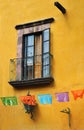 Front of an old mexican house - Colonial style window