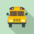 Front of old school bus icon, flat style Royalty Free Stock Photo