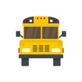 Front of old school bus icon, flat style Royalty Free Stock Photo