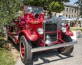 Front of a Old vintage fire truck