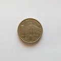 Front of one dinar coin, rsd symbol, currency of the Republic of Serbia, issued in 2003 Royalty Free Stock Photo