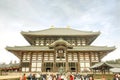 Front of ordination hall of Todaiji Temple with many tourist to visit.