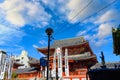 In front of Otsu Kannon Temple in the morning, blue sky and beautiful clouds