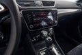 Front panel of brand new modern vehicle with digital tablet and control panel Royalty Free Stock Photo