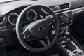 Front panel of brand new modern vehicle with digital tablet and control panel Royalty Free Stock Photo