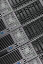 The front panel of the servers closeup, vertical shot. Internet technology Royalty Free Stock Photo