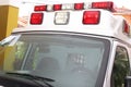 Front part of an ambulance looking for the patient