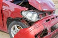 The front part of the car is damaged as a result of the accident. Royalty Free Stock Photo