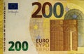 Front part of 200 euro banknote close-up with small details. European currency. Royalty Free Stock Photo