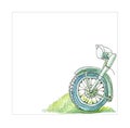 Front part of a retro motorcycle on a white background to de