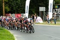 Front of peloton of cyclists at Tour de Pologne Stage 1 race Royalty Free Stock Photo