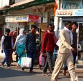 Front people of pilgrim group marching to temple