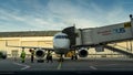 Front of planes standing in the run way in the airport in Dusseldorf