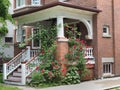 Front porch with climbing roses