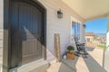 Front porch and door of traditional suburban home Royalty Free Stock Photo