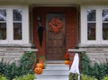 Front porch of house with Halloween decorations Royalty Free Stock Photo