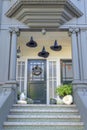 Front porch of a house with holloween ornaments at the front in San Francisco, California