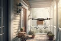 Front porch packet delivery by a drone Royalty Free Stock Photo