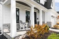 The front porch and patio of a modern farmhouse home. Royalty Free Stock Photo