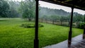 Front Porch with Rain Pouring Down