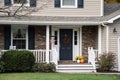 Front porch of resedential home with autumn decorations Royalty Free Stock Photo