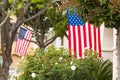 Front Porches with American Flags. Royalty Free Stock Photo