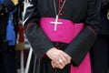 Front portrait of a Catholic Bishop's cassock. Religion, catholic church