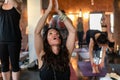 Diverse group of people in yoga class. Royalty Free Stock Photo