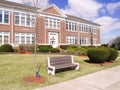 Front of a red brick building