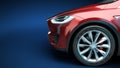 Front of the red car side view 3d render on blue gradient Royalty Free Stock Photo