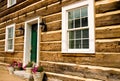 Front of restored log house Royalty Free Stock Photo