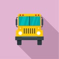 Front of school bus icon, flat style Royalty Free Stock Photo