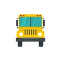 Front of school bus icon, flat style Royalty Free Stock Photo
