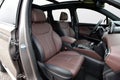 Front seats upholstered in red leather in a large modern SUV Royalty Free Stock Photo