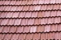 Front shoot of roof tile under rainy sky.