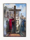 Front shot of christian history illustrated holy picture on the wall