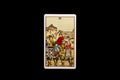 An individual minor arcana tarot card isolated on black background. Six of cups.