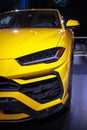 Close up of a Yellow Lamborghini Urus