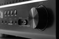 Front side of the AV receiver with volume knob Royalty Free Stock Photo