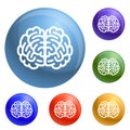 Front side brain icons set vector Royalty Free Stock Photo