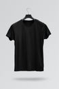 Front side of male black cotton t-shirt Royalty Free Stock Photo