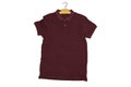 Front side of male garnet cotton t-shirt isolated on white. T-shirt without print Royalty Free Stock Photo