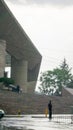 Front side of the Mexican National Auditorium under a cloudy sky