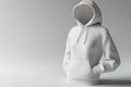 Front and side mockup of a white plain hoodie showcasing its design and texture features Royalty Free Stock Photo