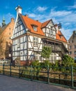 Half-timbered Miller`s House in the Old City of Gdansk, Poland. Royalty Free Stock Photo