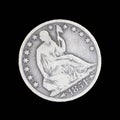 Front side of old seated liberty half dollar Royalty Free Stock Photo