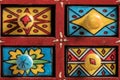 Front side of a small painted box with drawers for spices Royalty Free Stock Photo